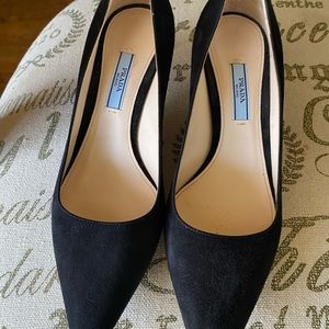 Prada black suede kitten heels size 37